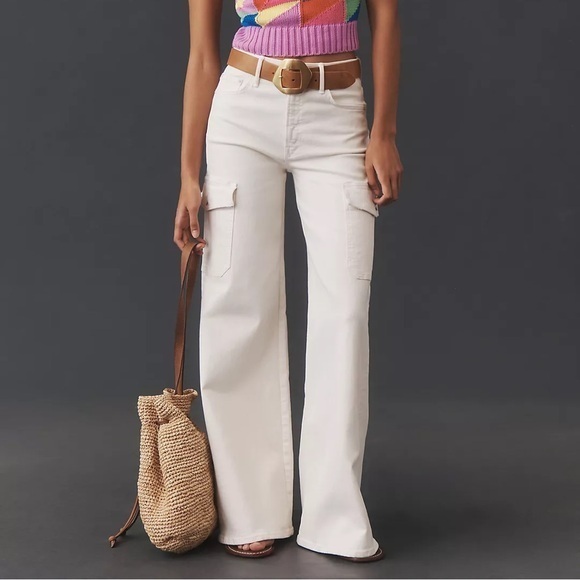 MOTHER Pants - MOTHER The Undercover Cargo Sneak High-Rise Wide-Leg Jeans